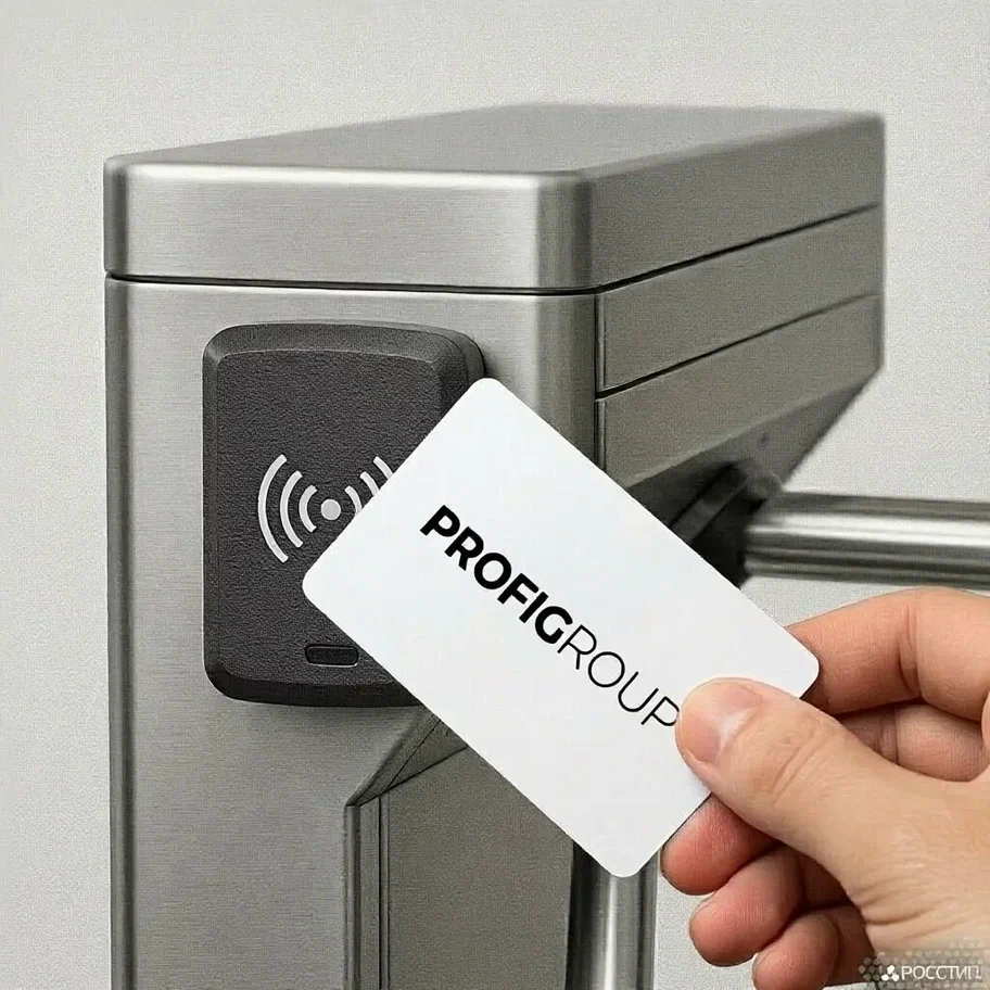 RFID-карта у считывателя системы контроля доступа